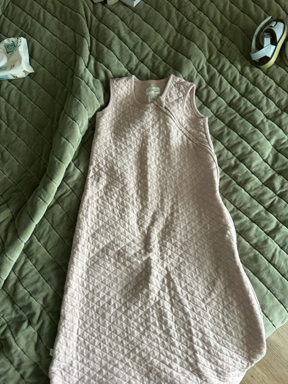 Sleeveless Quilted Baby Sleep Sack in Light Pink